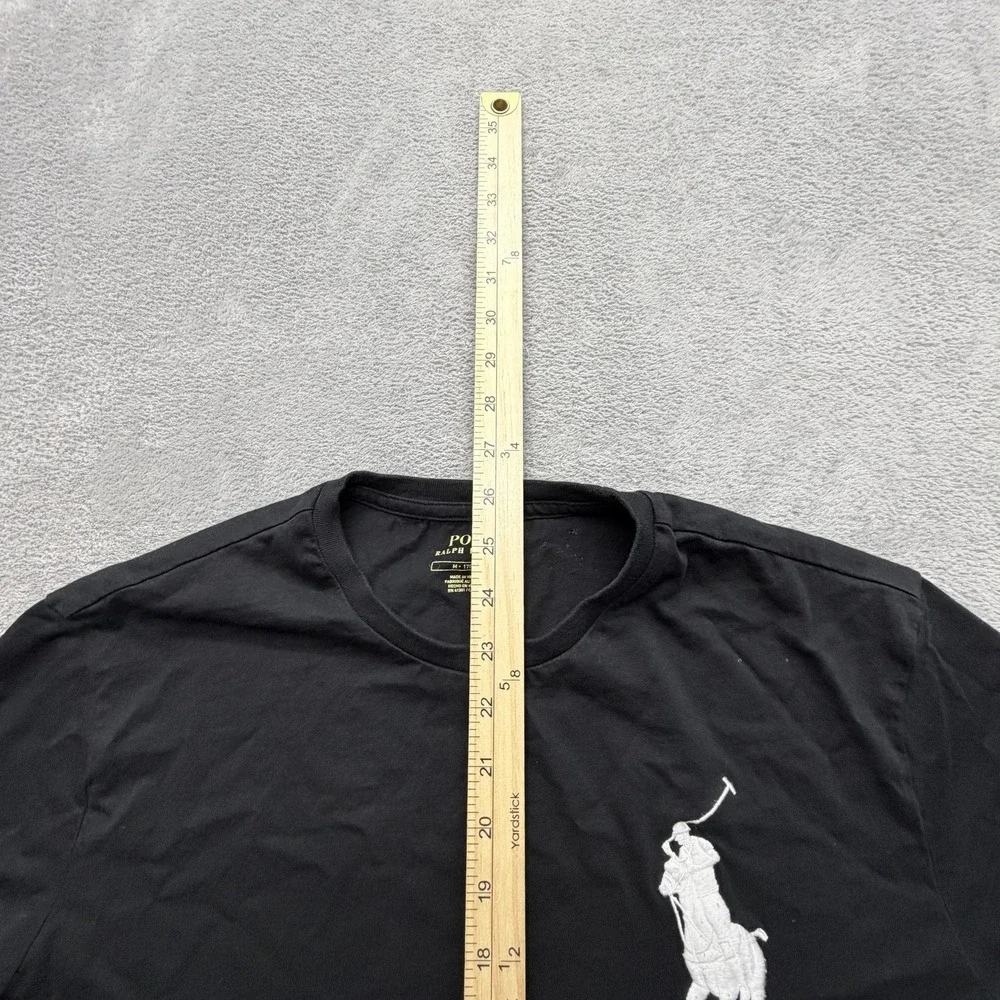 Polo Ralph Lauren Shirt Mens M Black Embroidered Big Pony Crewneck Cotton